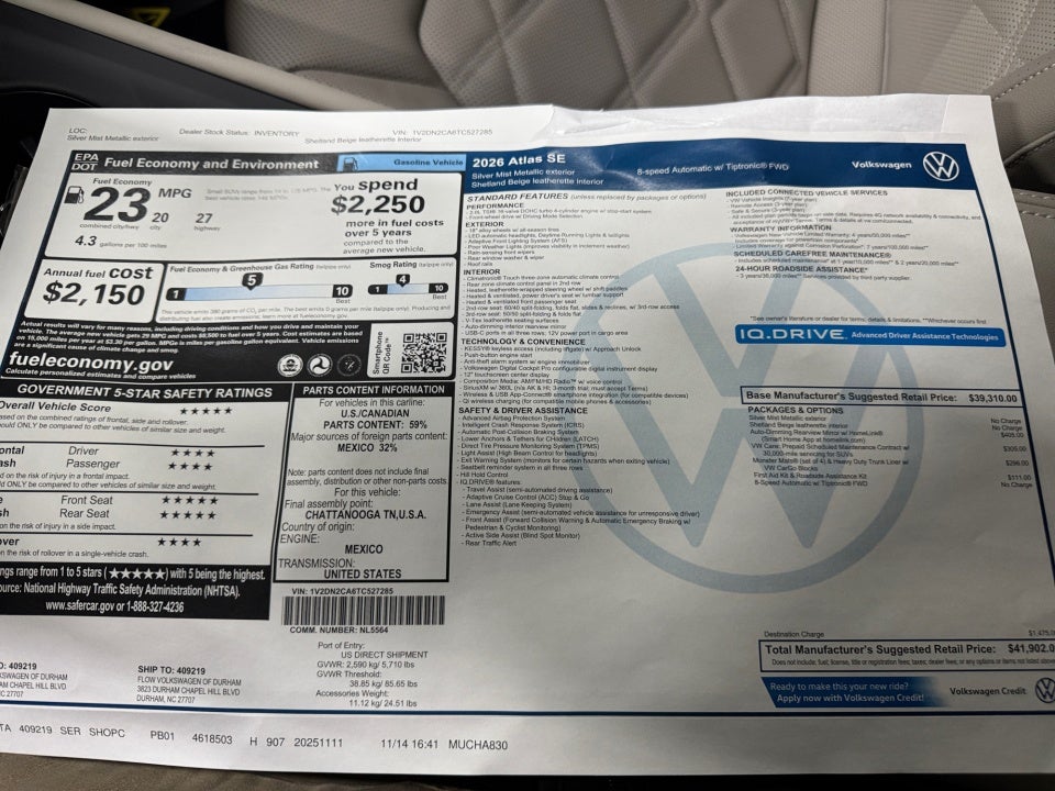 2026 Volkswagen Atlas SE