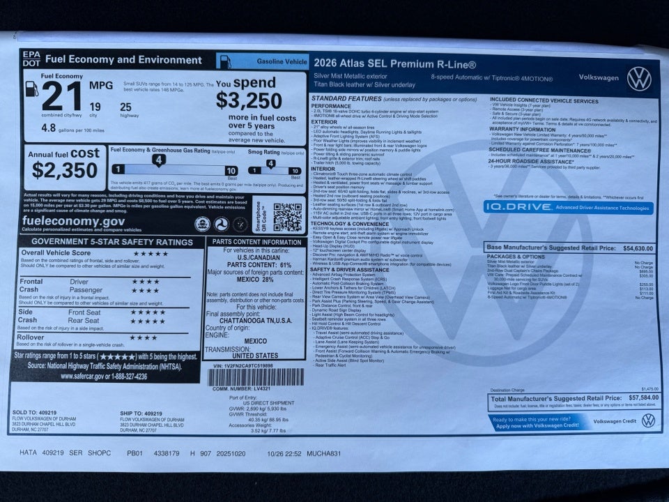 2026 Volkswagen Atlas SEL Premium R-Line