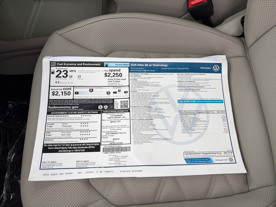 2026 Volkswagen Atlas SE with Technology