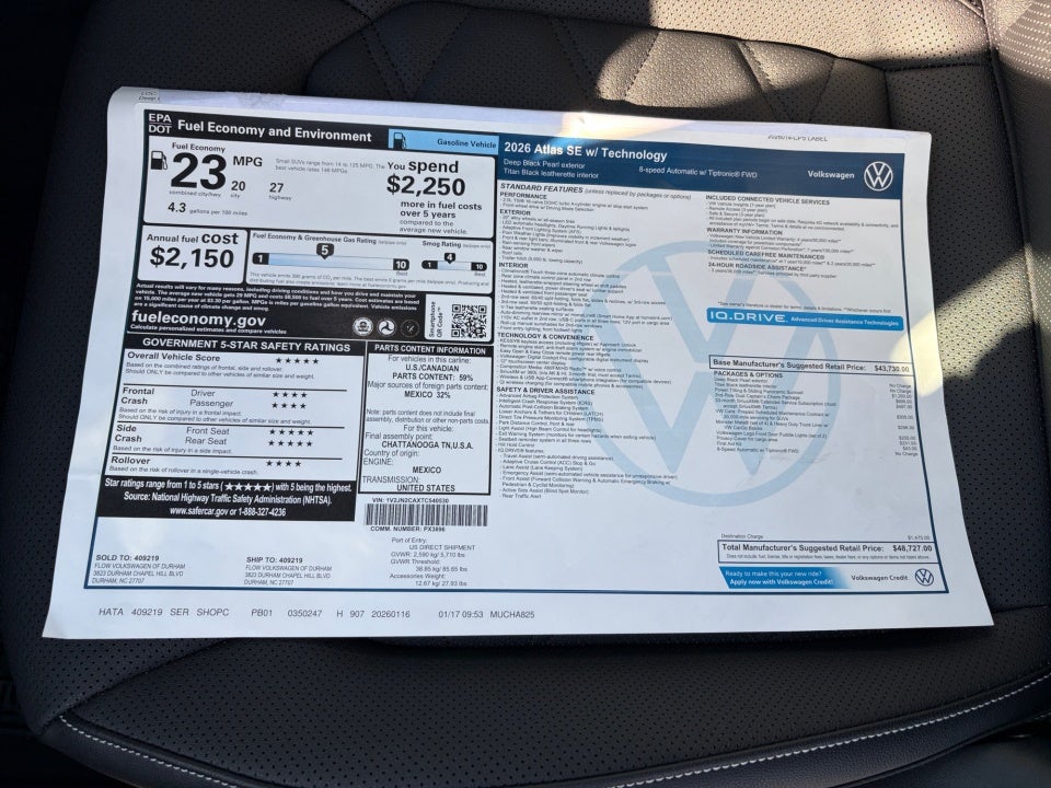 2026 Volkswagen Atlas SE with Technology