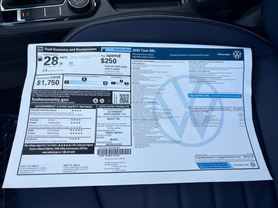 2026 Volkswagen Taos SEL