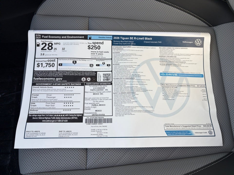 2026 Volkswagen Tiguan SE R-Line Black