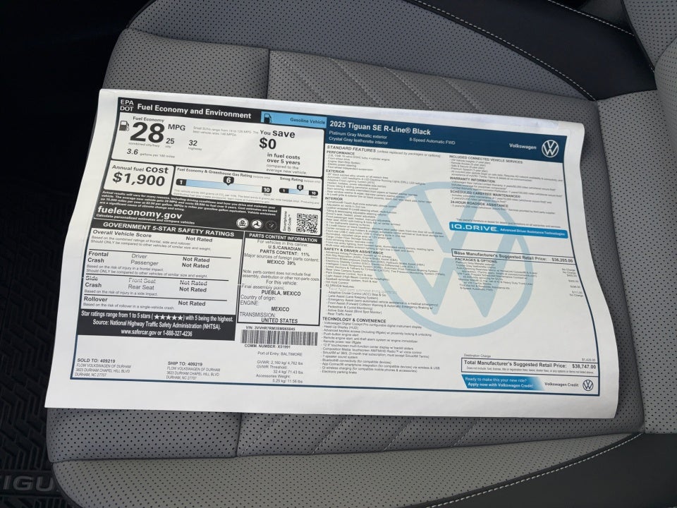 2025 Volkswagen Tiguan 2.0T SE R-Line Black