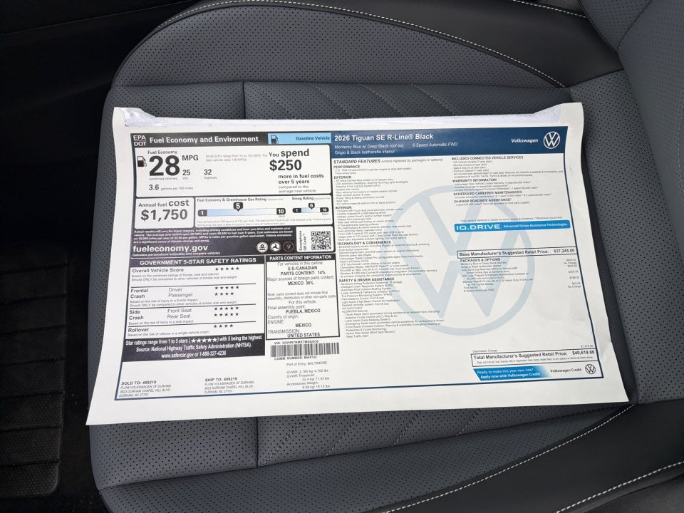 2026 Volkswagen Tiguan SE R-Line Black