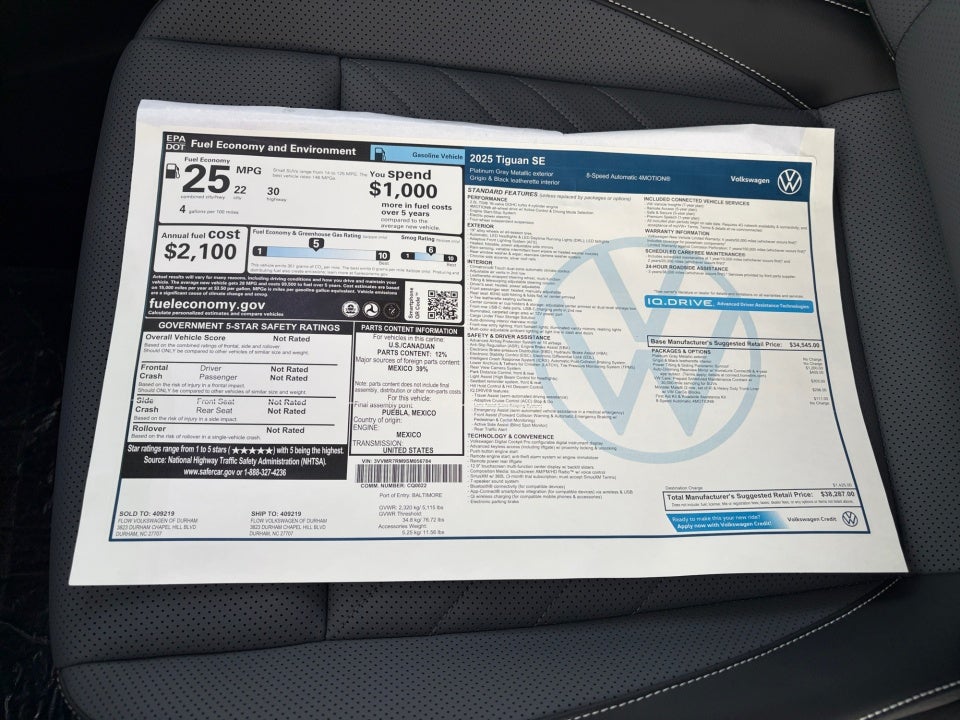 2025 Volkswagen Tiguan 2.0T SE