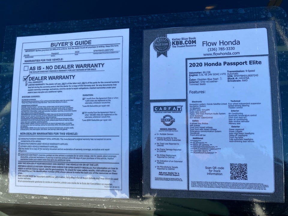 2020 Honda Passport AWD Elite
