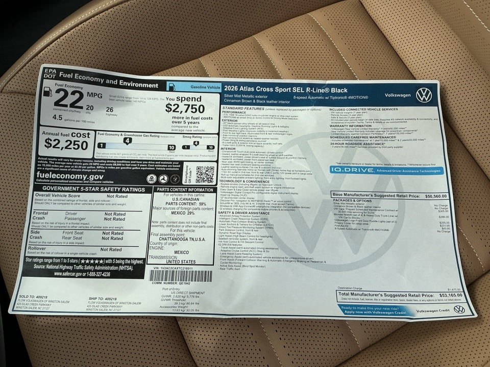 2026 Volkswagen Atlas Cross Sport SEL R-Line Black