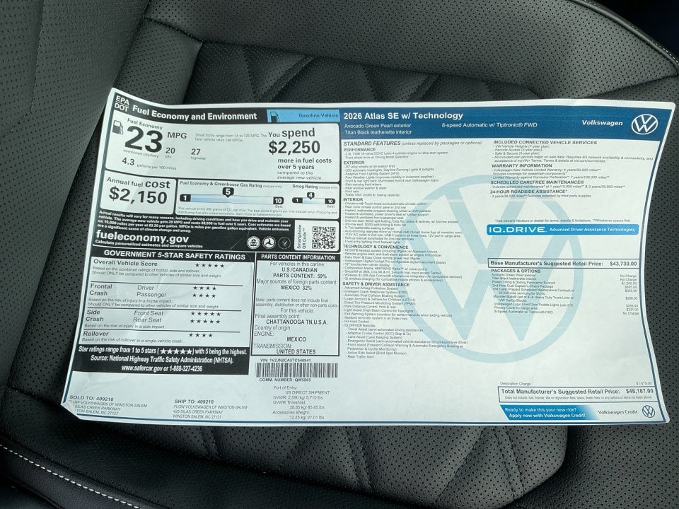 2026 Volkswagen Atlas SE with Technology