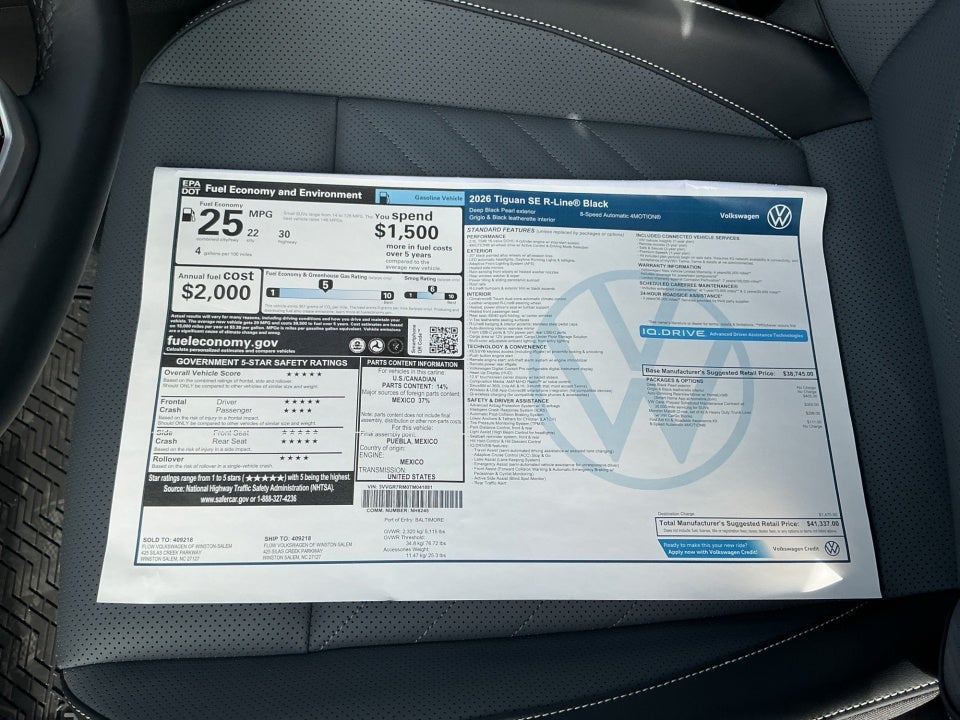 2026 Volkswagen Tiguan SE R-Line Black