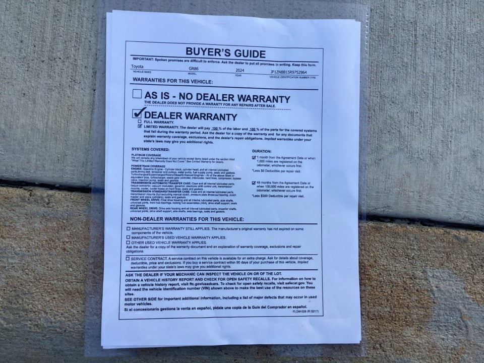 2024 Toyota GR86 Manual (Natl)