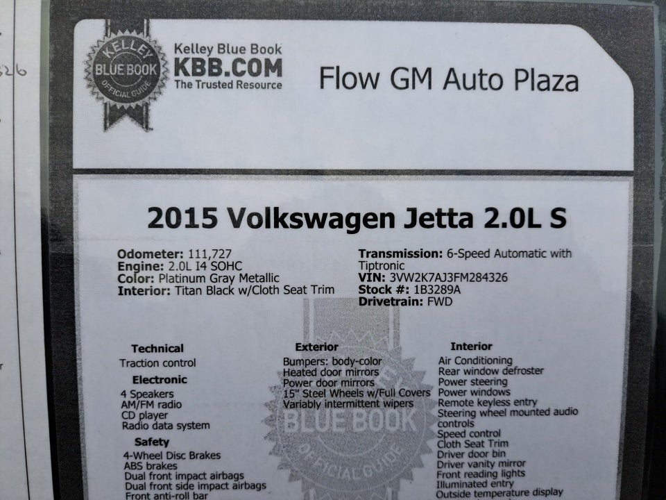 2015 Volkswagen Jetta 2.0L S