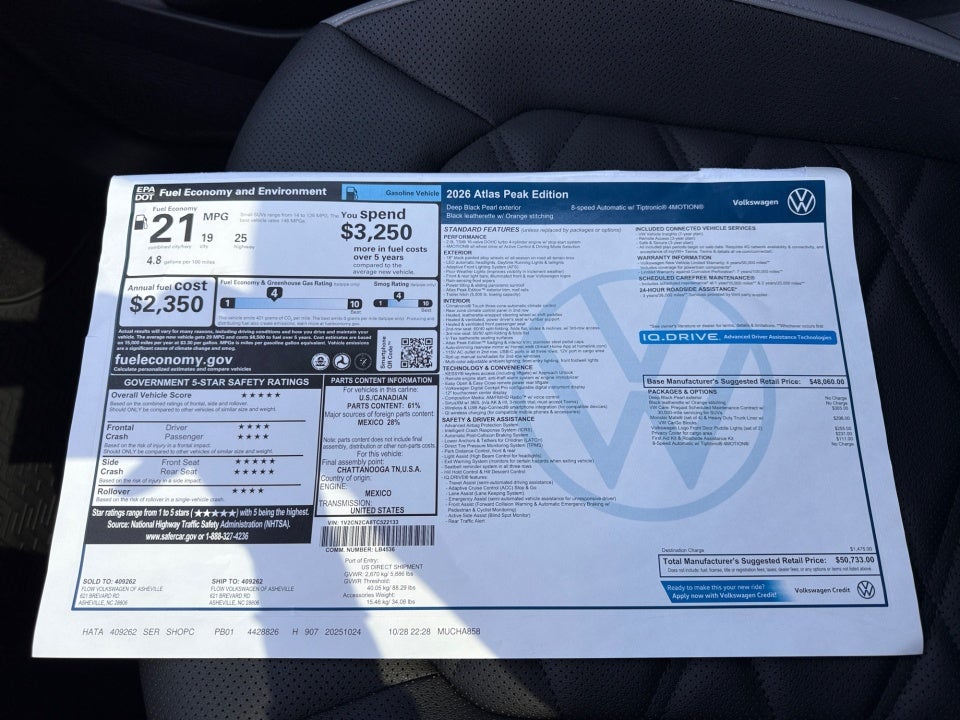 2026 Volkswagen Atlas 2.0T Peak Edition