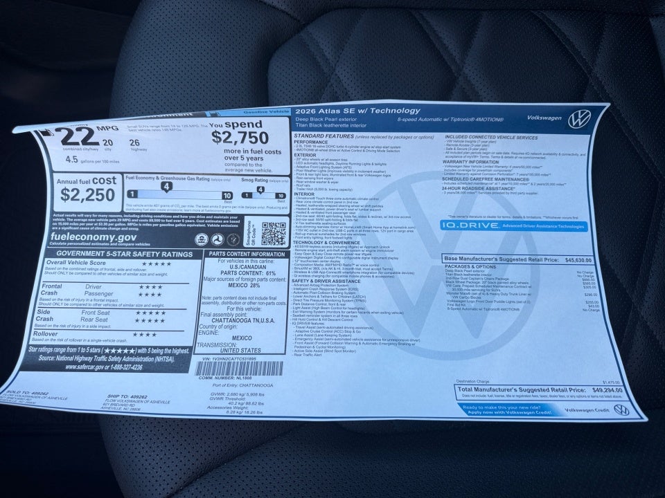 2026 Volkswagen Atlas SE with Technology