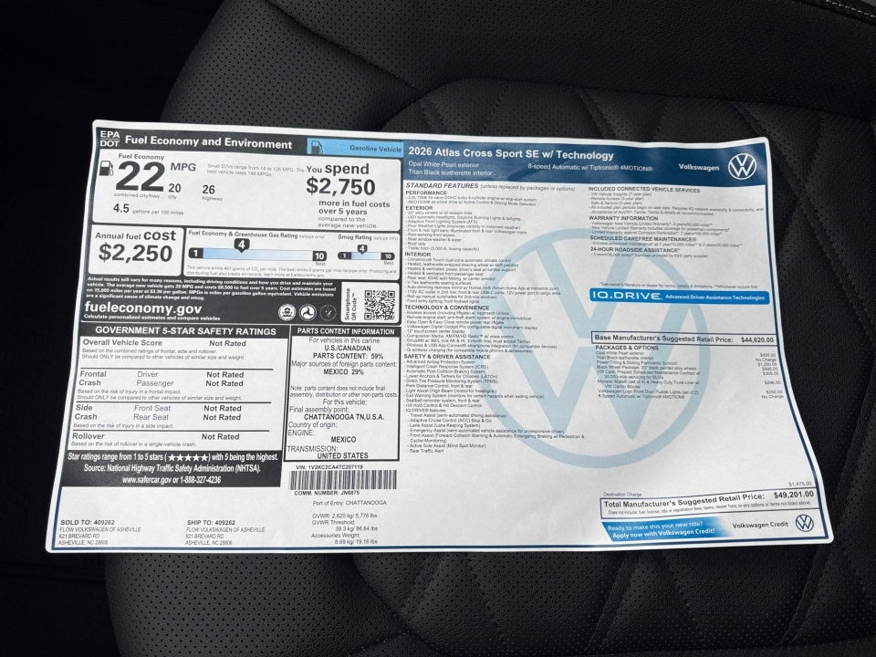 2026 Volkswagen Atlas Cross Sport 2.0T SE w/Technology