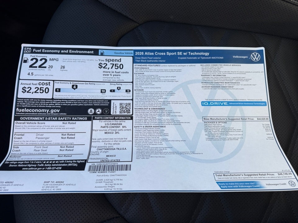 2026 Volkswagen Atlas Cross Sport SE with Technology