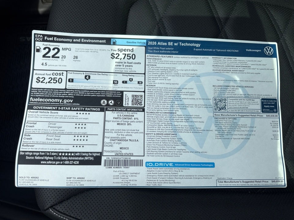 2026 Volkswagen Atlas SE with Technology