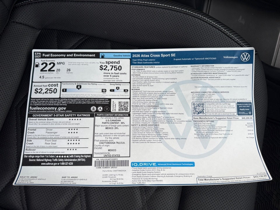 2026 Volkswagen Atlas Cross Sport SE