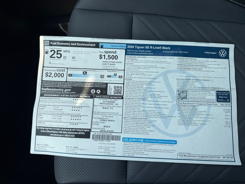 2026 Volkswagen Tiguan SE R-Line Black