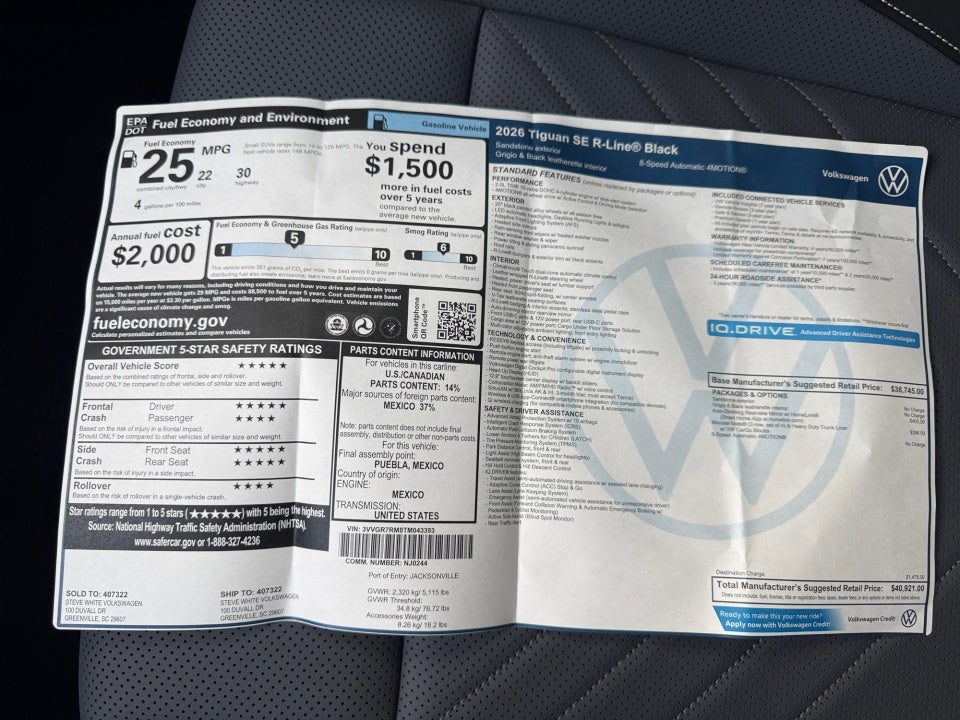 2026 Volkswagen Tiguan SE R-Line Black