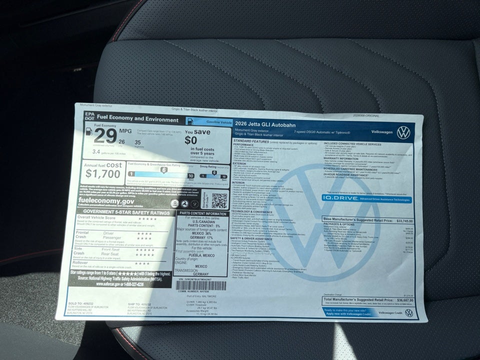2026 Volkswagen Jetta GLI Autobahn