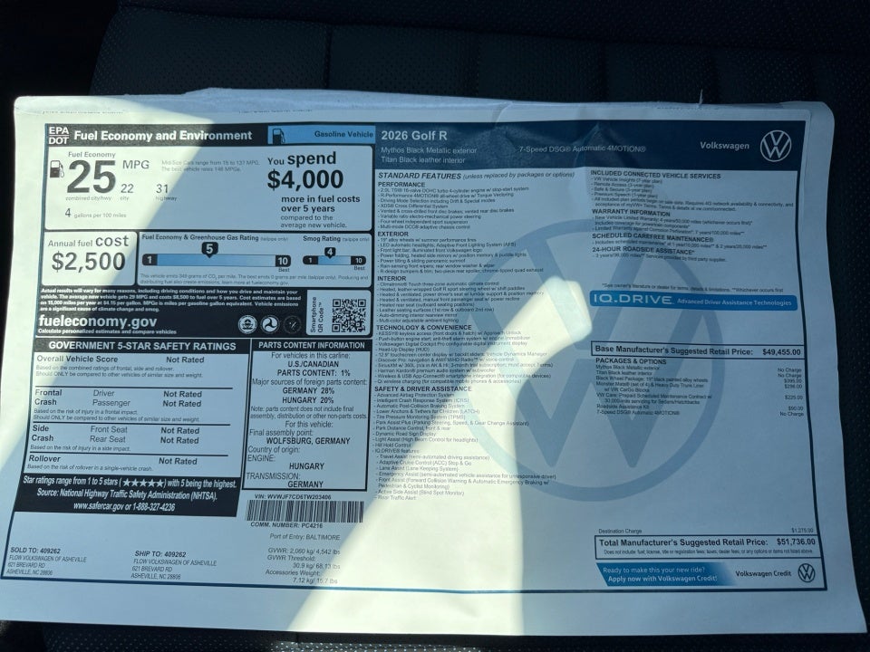 2026 Volkswagen Golf R 2.0T DSG