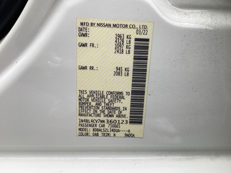 2022 Nissan Altima SR FWD