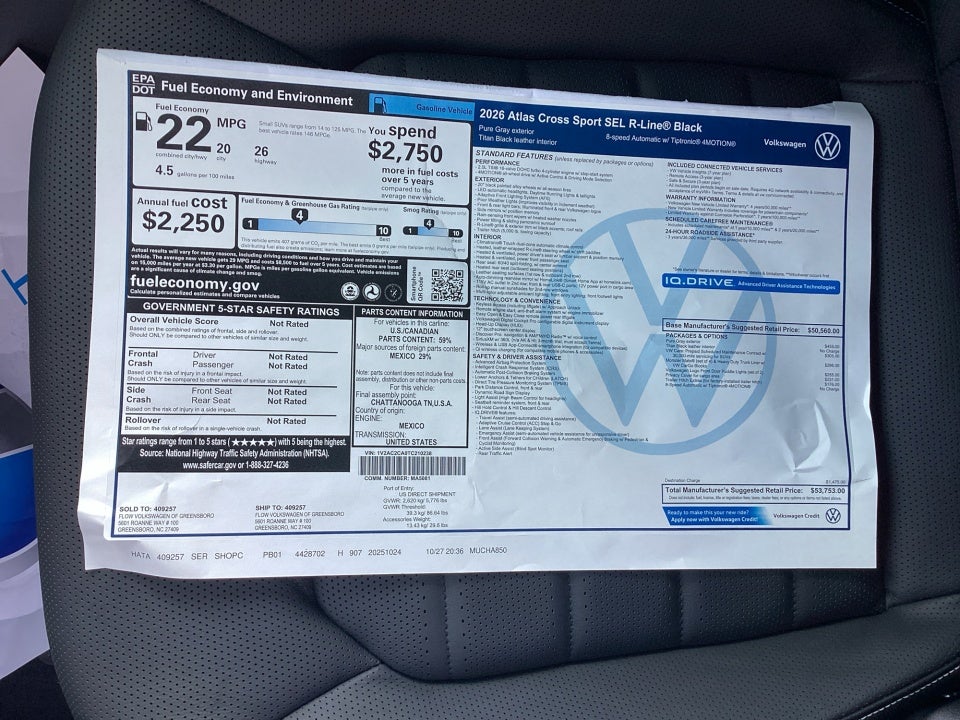 2026 Volkswagen Atlas Cross Sport 2.0T SEL R-Line Black