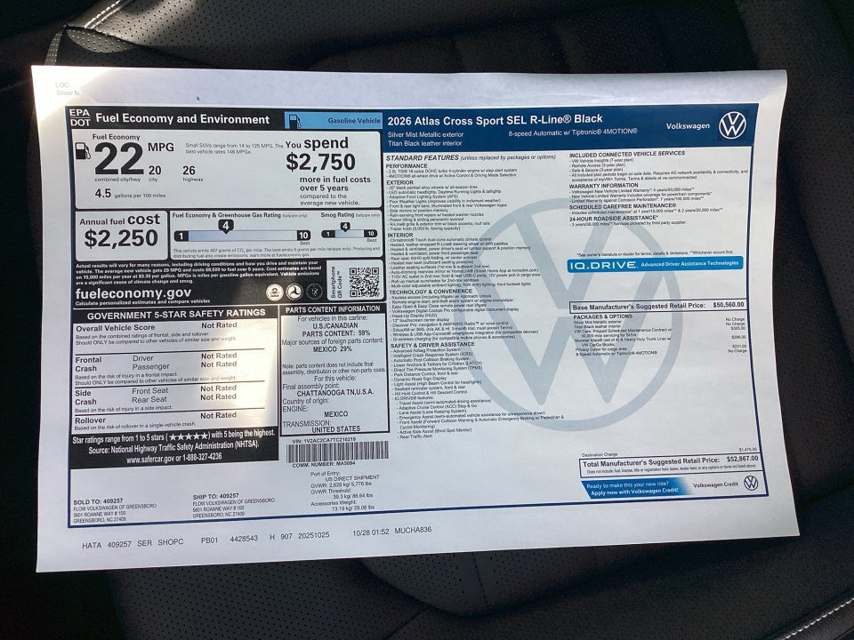 2026 Volkswagen Atlas Cross Sport 2.0T SEL R-Line Black