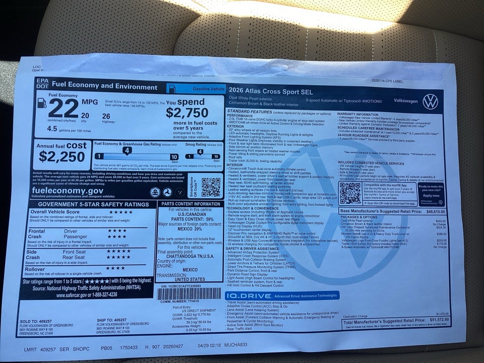 2026 Volkswagen Atlas Cross Sport SEL