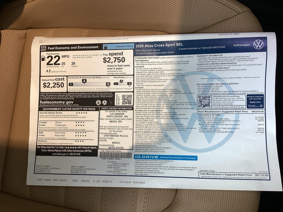 2026 Volkswagen Atlas Cross Sport 2.0T SEL