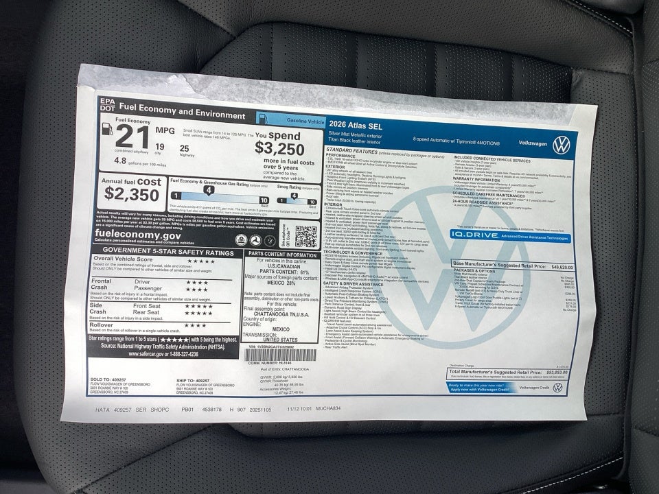 2026 Volkswagen Atlas 2.0T SEL