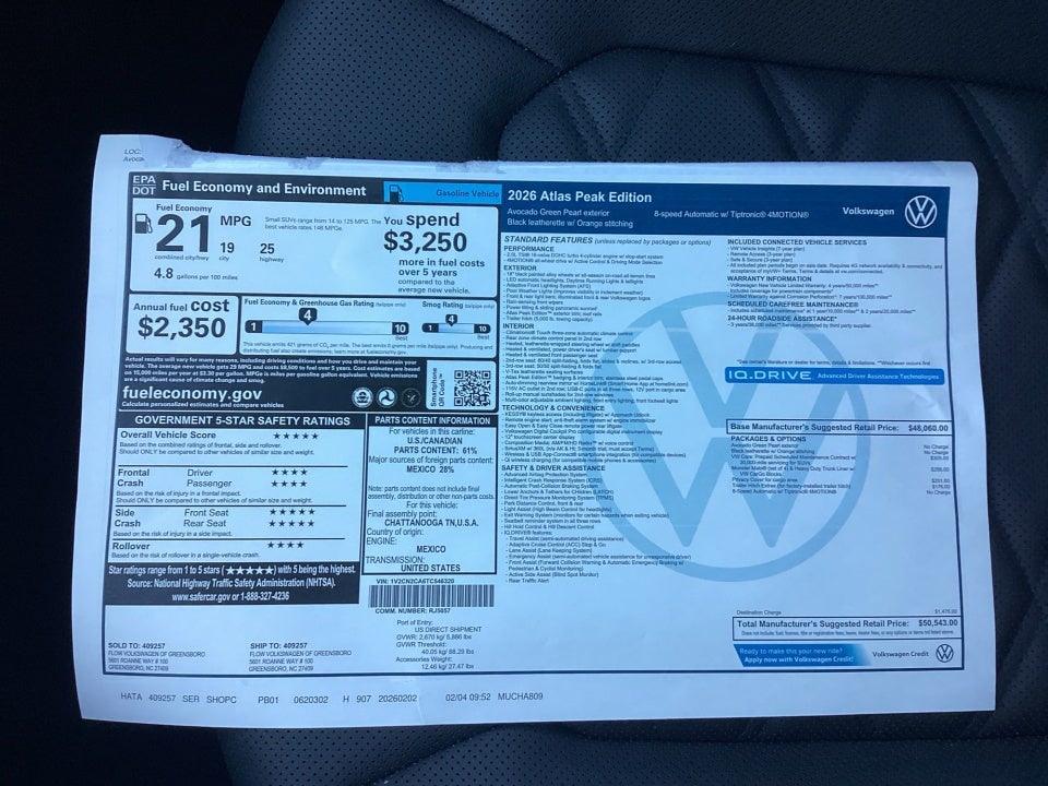 2026 Volkswagen Atlas Peak Edition