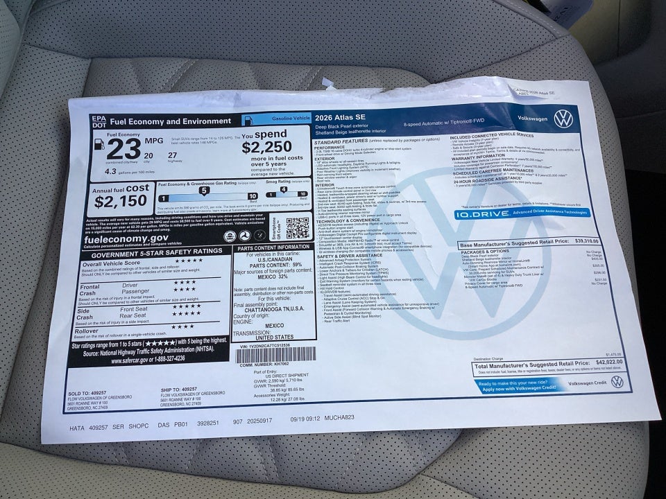 2026 Volkswagen Atlas 2.0T SE