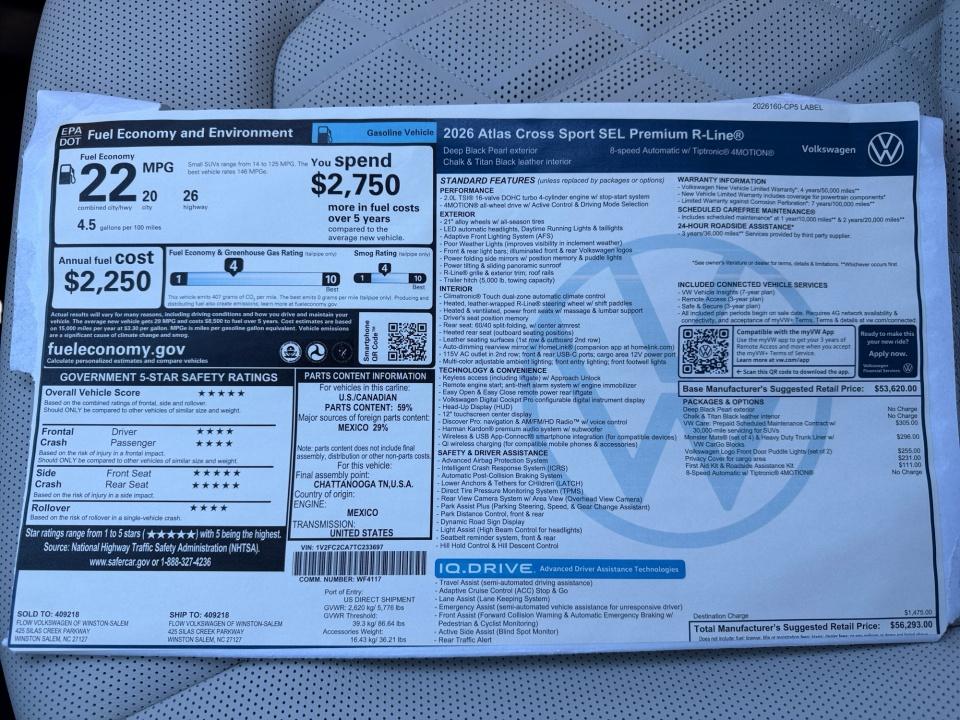 2026 Volkswagen Atlas Cross Sport 2.0T SEL Premium R-Line