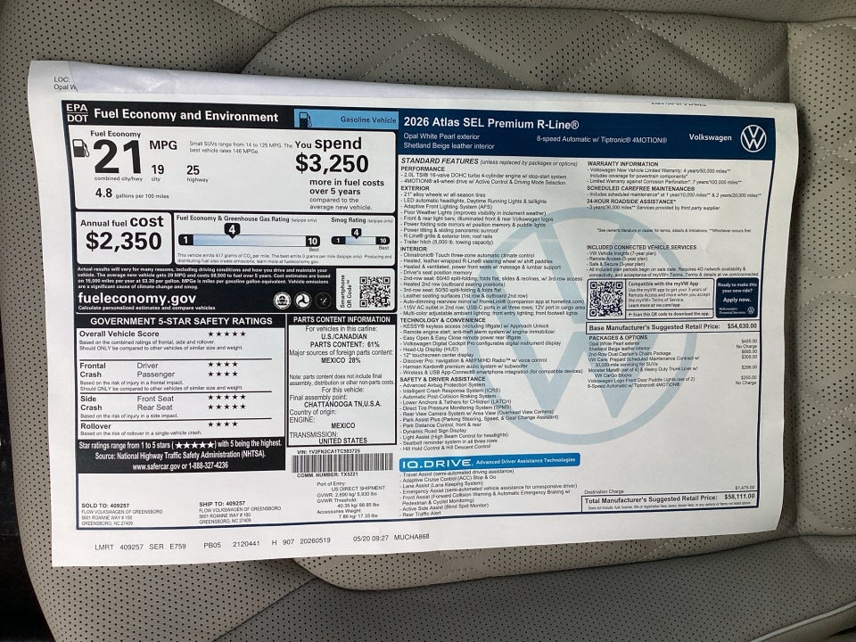 2026 Volkswagen Atlas 2.0T SEL Premium R-Line