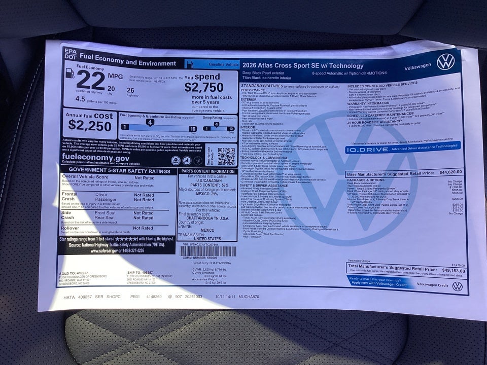 2026 Volkswagen Atlas Cross Sport 2.0T SE w/Technology