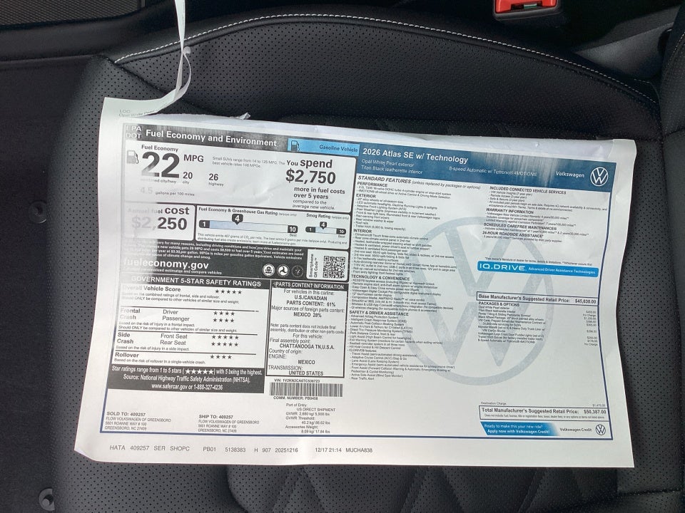 2026 Volkswagen Atlas SE with Technology