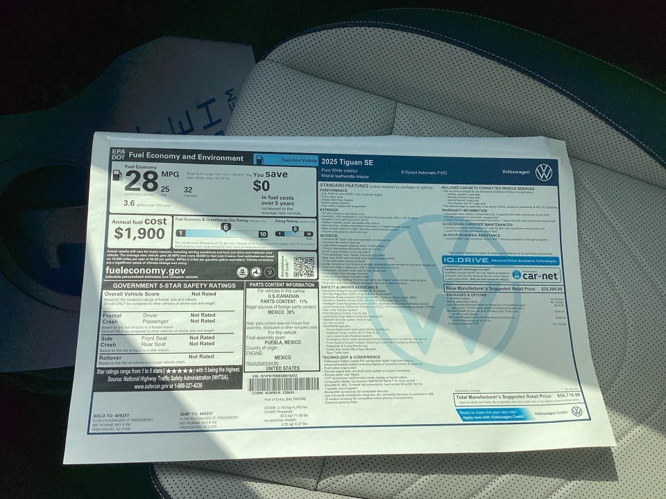 2025 Volkswagen Tiguan 2.0T SE