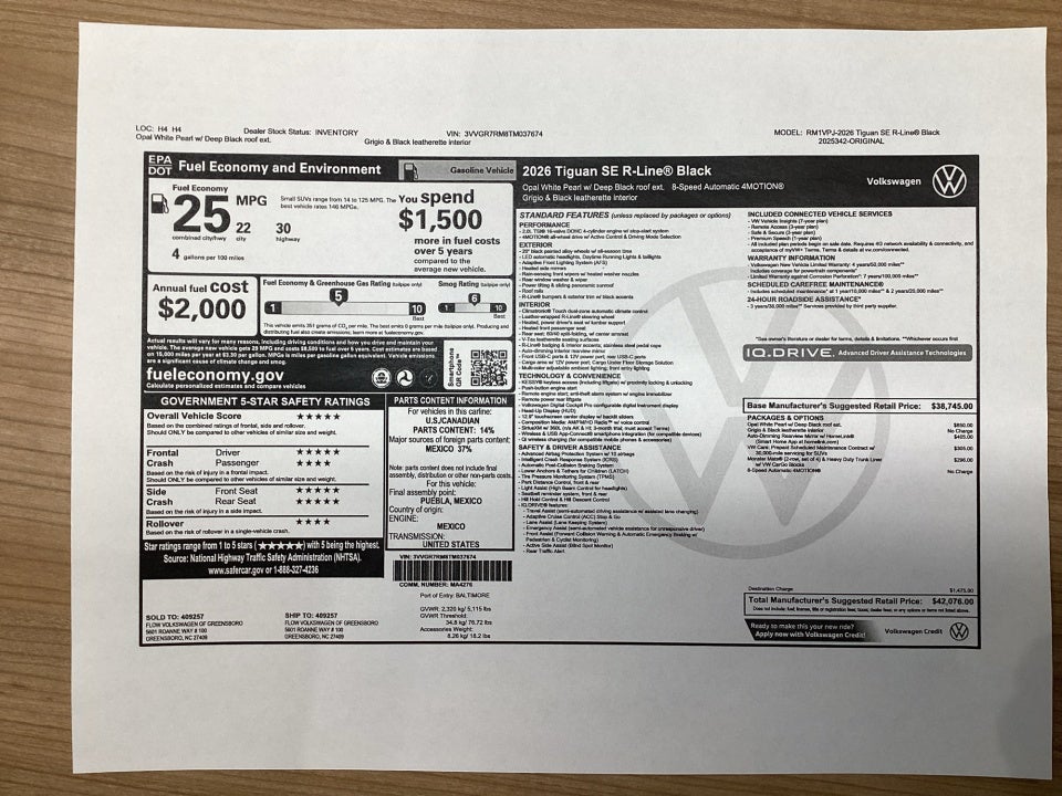 2026 Volkswagen Tiguan SE R-Line Black