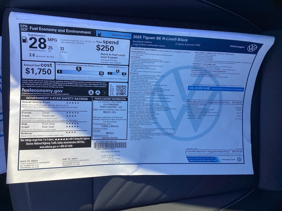 2026 Volkswagen Tiguan SE R-Line Black