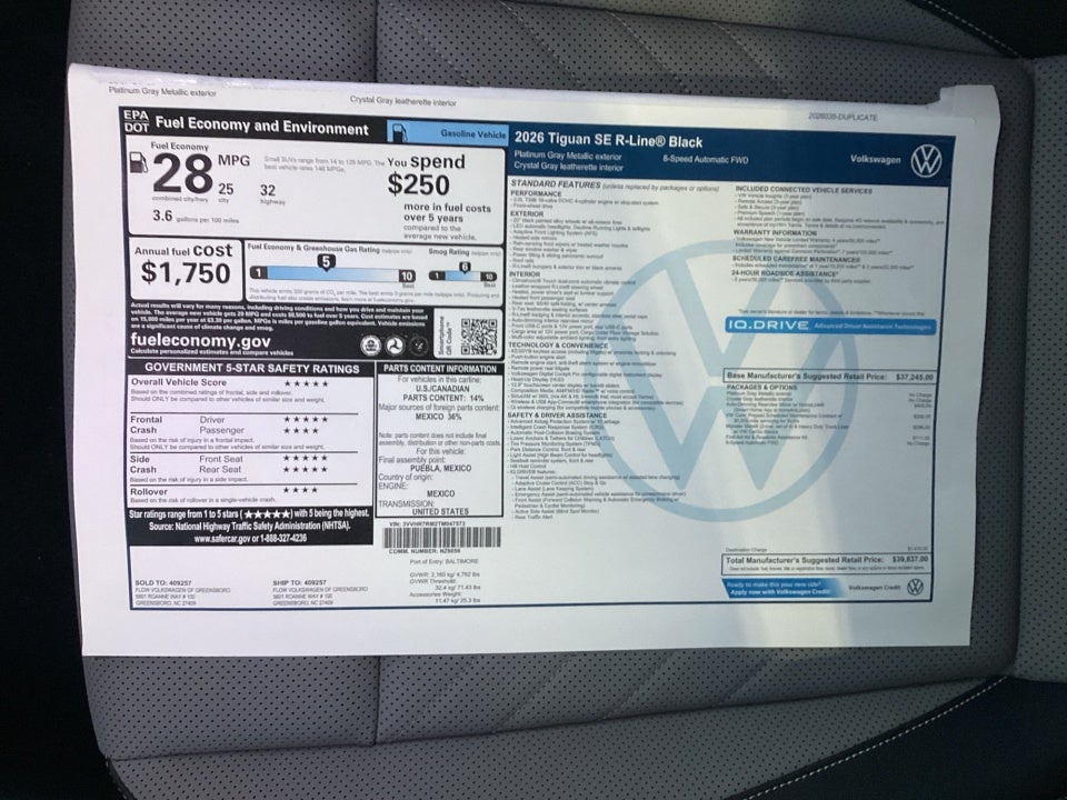 2026 Volkswagen Tiguan SE R-Line Black