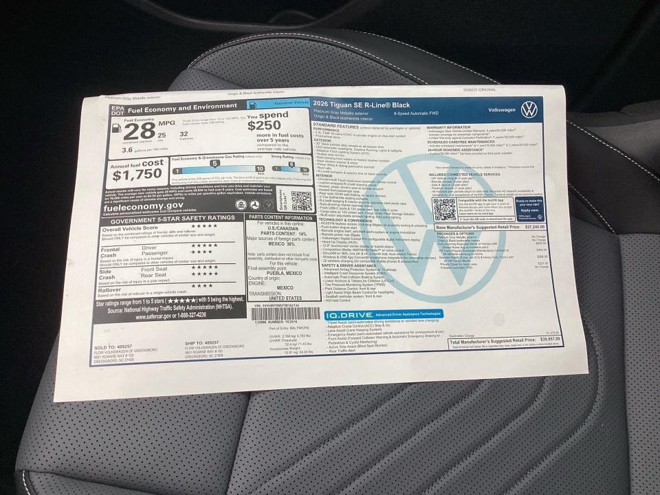 2026 Volkswagen Tiguan SE R-Line Black