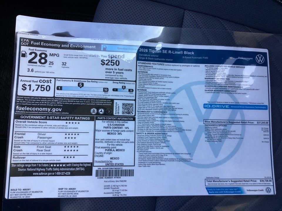 2026 Volkswagen Tiguan SE R-Line Black