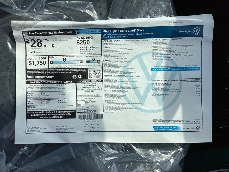 2026 Volkswagen Tiguan SE R-Line Black