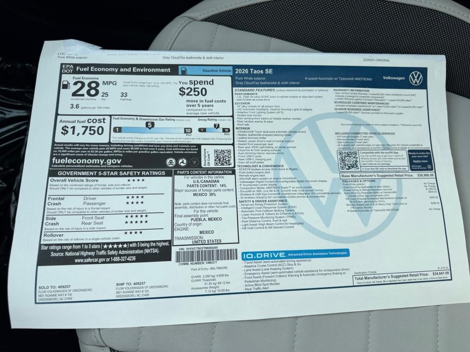 2026 Volkswagen Taos SE