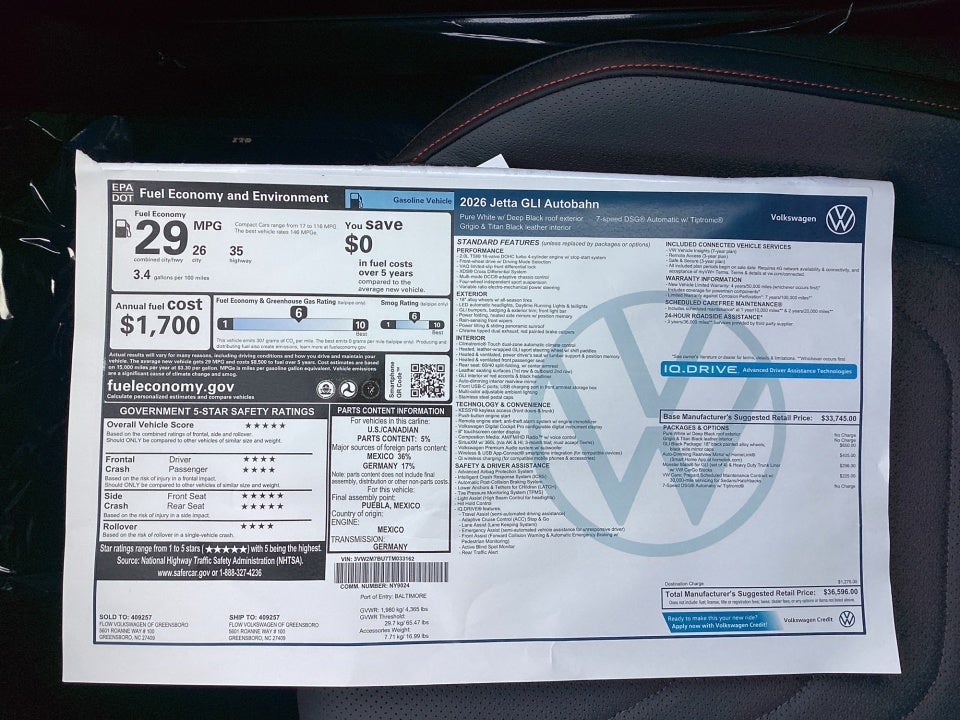 2026 Volkswagen Jetta GLI Autobahn