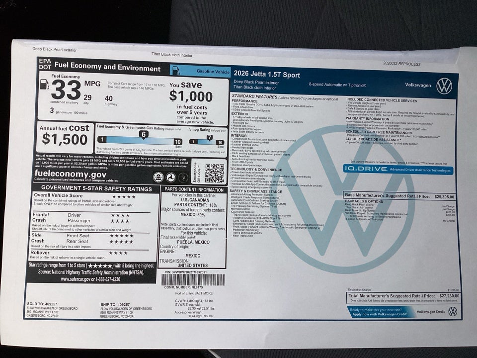 2026 Volkswagen Jetta Sport