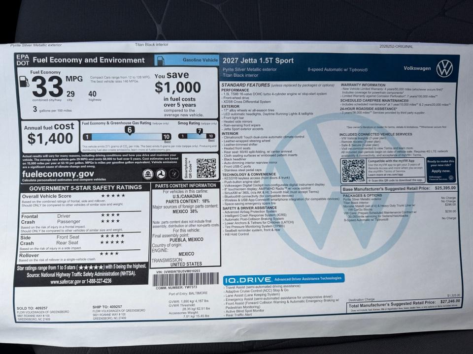 2027 Volkswagen Jetta Sport