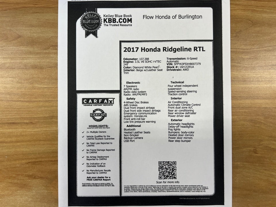 2017 Honda Ridgeline RTL