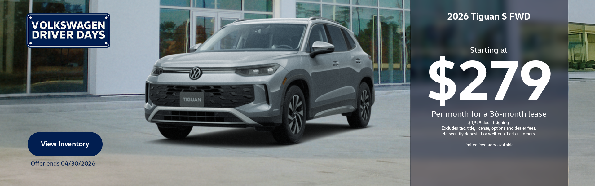 2026 Tiguan S Lease Offer - March